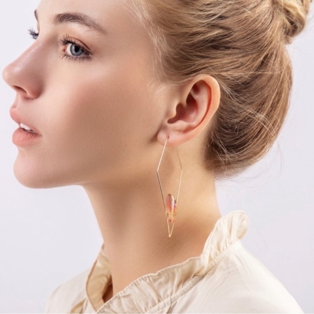 Free People Quartz Geometric Wire Earrings
